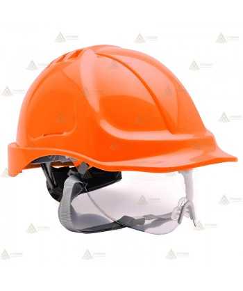 Casco de seguridad ventilado con gafas integradas