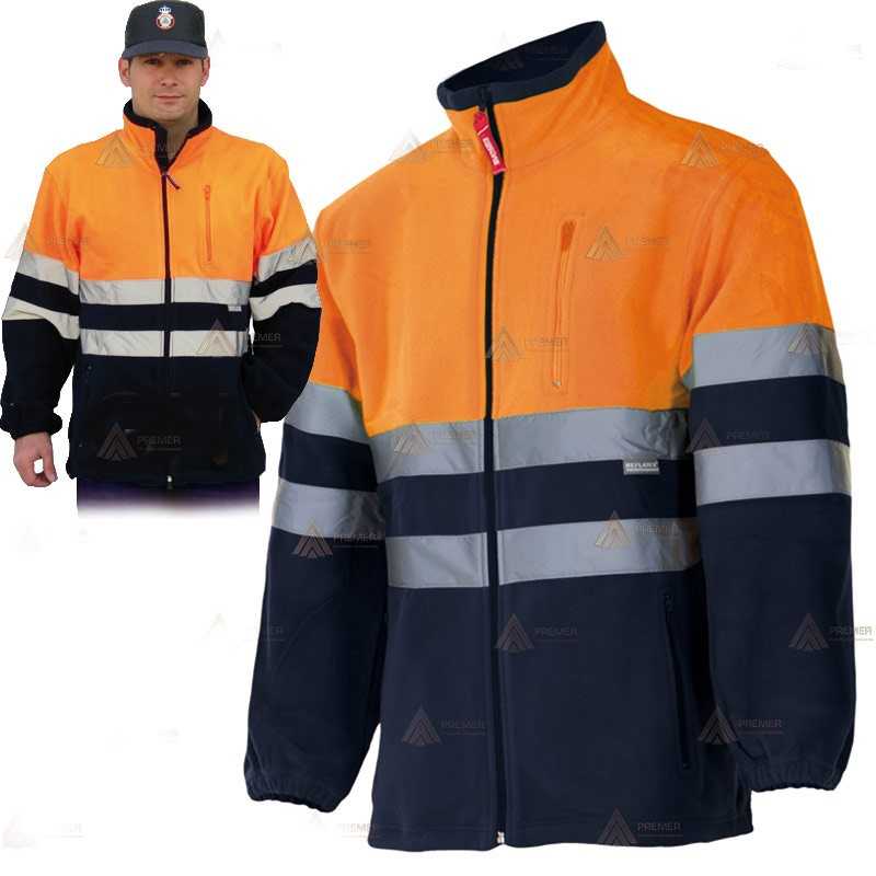 Sudadera bicolor de alta visibilidad con cremallera color naranja flúor/marino para Protección Civil