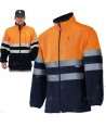 Sudadera bicolor de alta visibilidad con cremallera color naranja flúor/marino para Protección Civil