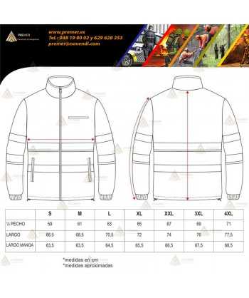 Chaqueta colar bicolor de alta visibilidad con cremallera color naranja flúor/marino para Protección Civil