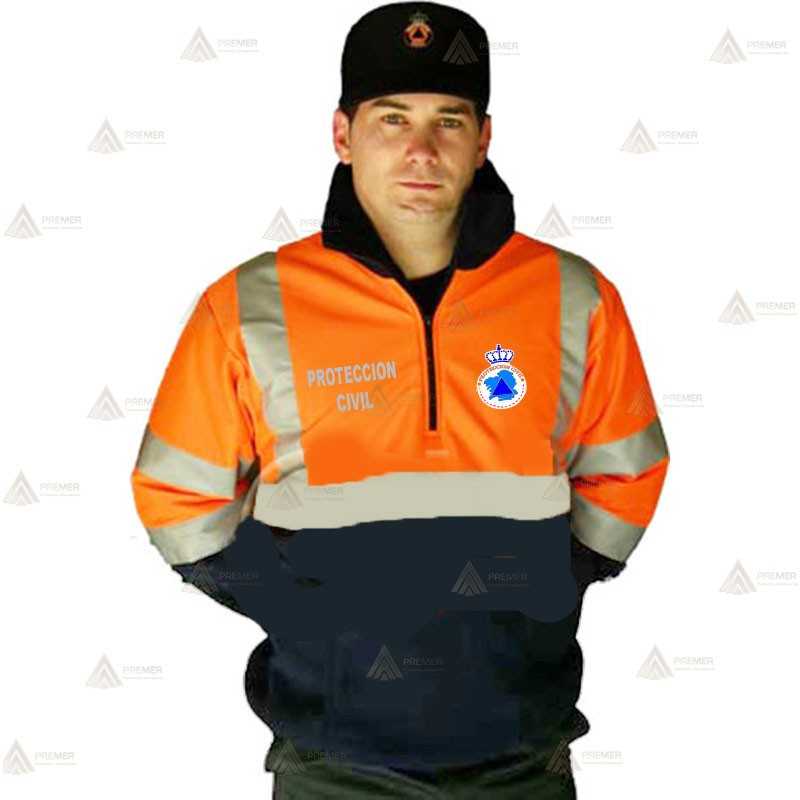 Jersey polar bicolor con media cremallera para Protección Civil