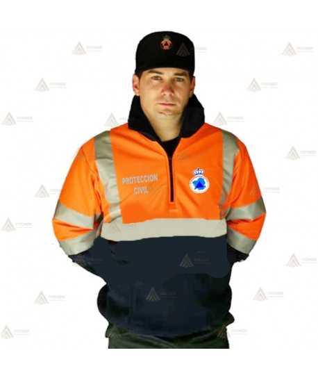 Jersey polar bicolor con media cremallera para Protección Civil