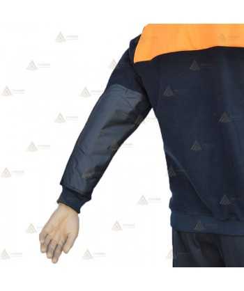 Jersey polar bicolor con media cremallera y cinta reflectante en pecho y espalda para Protección Civil