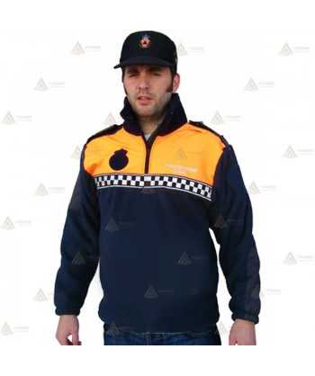 Jersey polar bicolor con media cremallera para Protección Civil con cinta damero