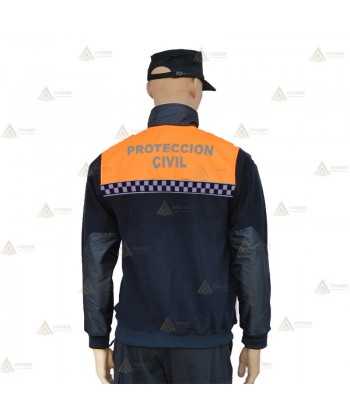 Jersey polar bicolor con media cremallera para Protección Civil con cinta damero