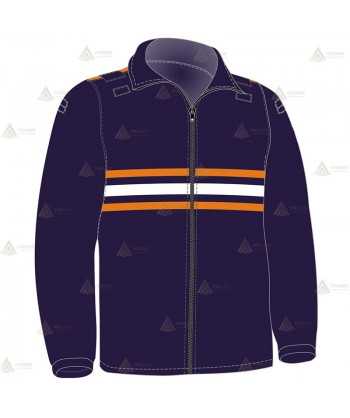 Chaqueta polar bicolor con cremallera y cintas reflectantes color naranja y blanca para Protección Civil