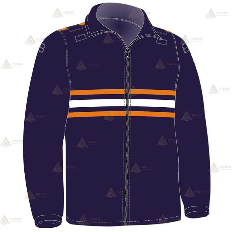 Chaqueta polar bicolor con cremallera y cintas reflectantes color naranja y blanca para Protección Civil
