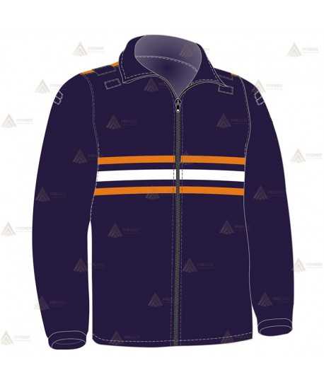 Chaqueta polar bicolor con cremallera y cintas reflectantes color naranja y blanca para Protección Civil
