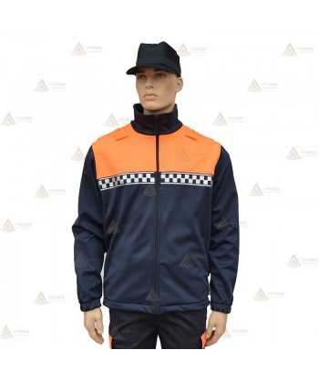 Chaqueta softshell bicolor con cinta damero para Protección Civil