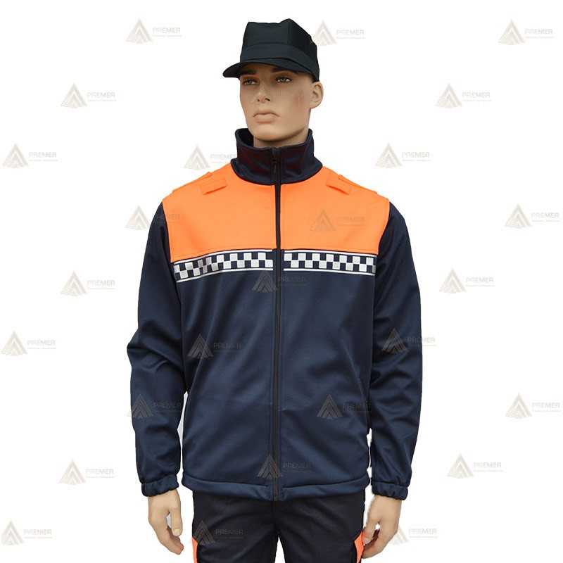 Chaqueta softshell bicolor con cinta damero para Protección Civil