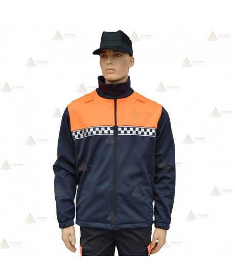 Chaqueta softshell bicolor con cinta damero para Protección Civil