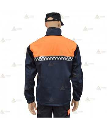 Chaqueta softshell bicolor con cinta damero para Protección Civil