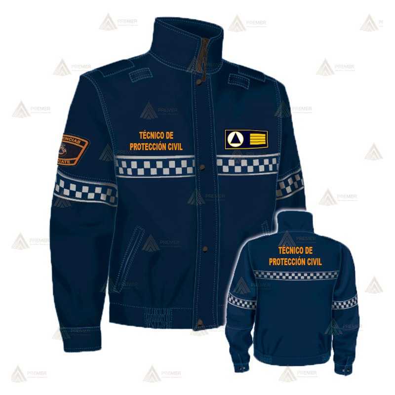 Cazadora softshell PTFE con damero reflectante para Protección Civil