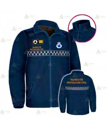Chaqueta softshell monocolor con cinta damero para Protección Civil