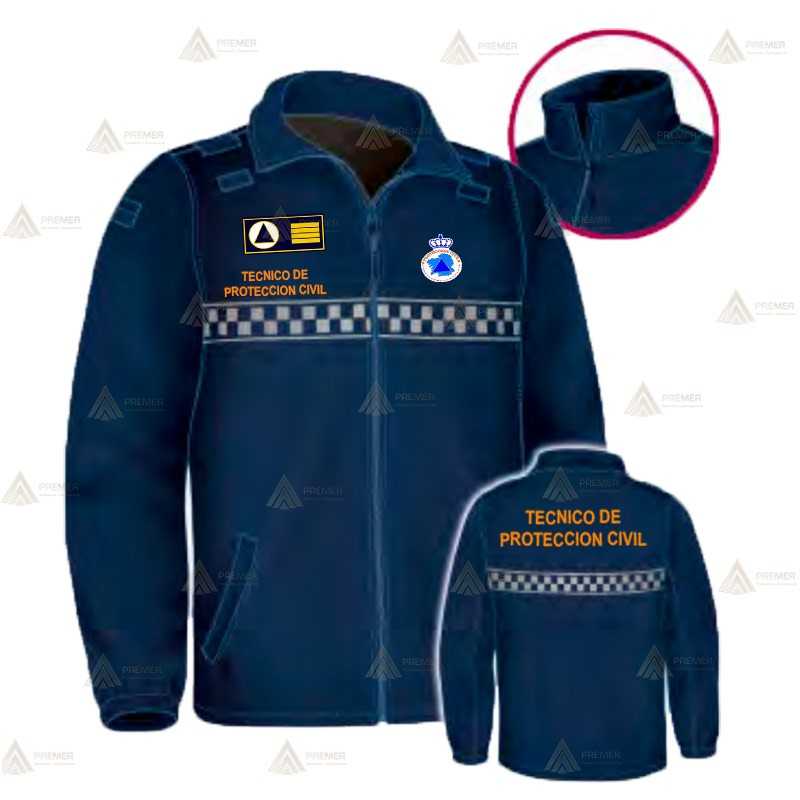 Chaqueta softshell monocolor con cinta damero para Protección Civil