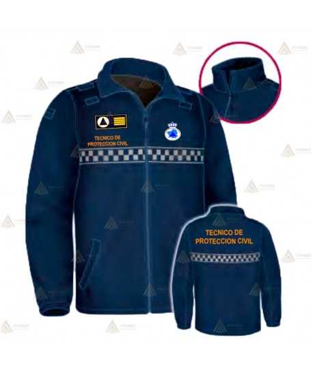 Chaqueta softshell monocolor con cinta damero para Protección Civil