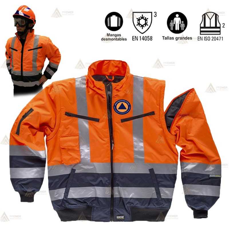 Cazadora piloto acolchada y desmontable para Protección Civil
