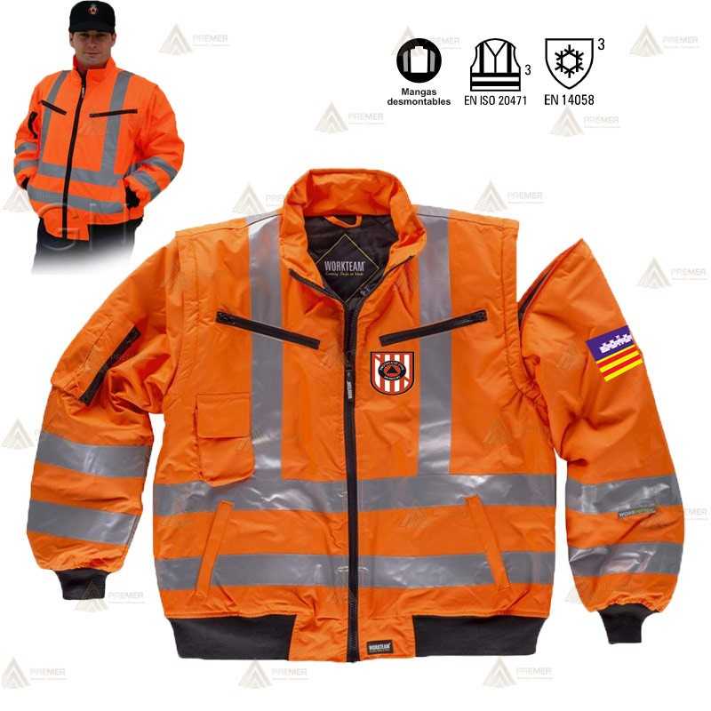 Cazadora piloto acolchada y desmontable para Protección Civil