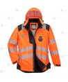 Parka de alta visibilidad con cintas segmentadas y capucha para Protección Civil