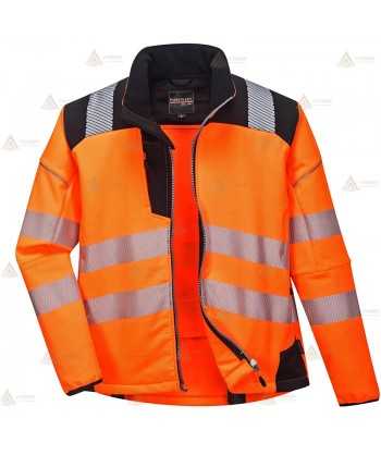 Softshell bicolor en alta visibilidad con cintas segmentadas para Protección Civil