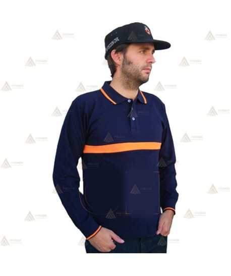 Polo económico monocolor de algodón de manga larga para Protección Civil