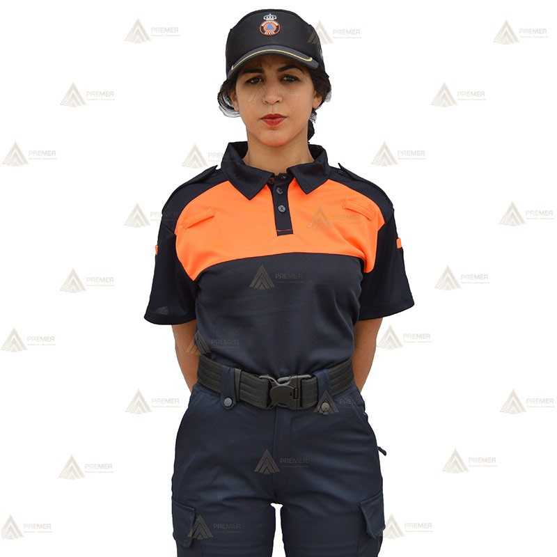 Polo bicolor transpirable de manga corta para Protección Civil
