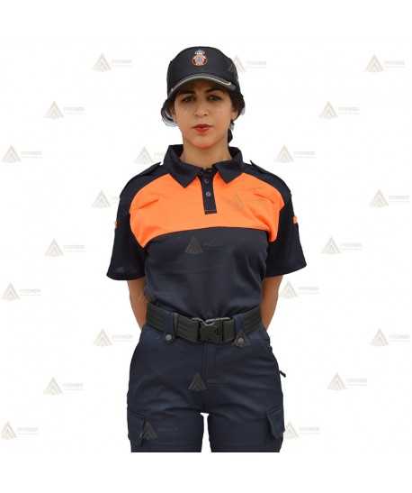 Polo bicolor transpirable de manga corta para Protección Civil