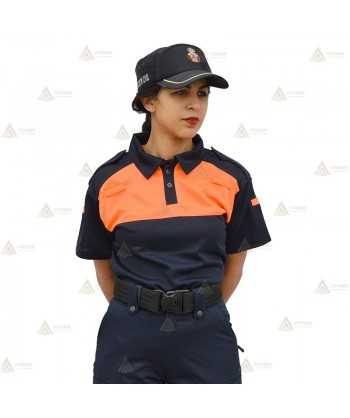 Polo bicolor transpirable de manga corta para Protección Civil
