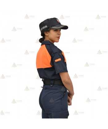 Polo bicolor transpirable de manga corta para Protección Civil