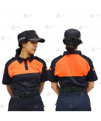 Polo bicolor transpirable de manga corta para Protección Civil