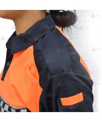 Polo bicolor de manga corta con damero reflectante para Protección Civil
