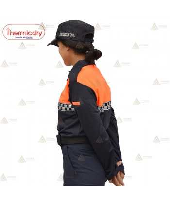 Polo térmico de manga larga con damero reflectante para Protección Civil