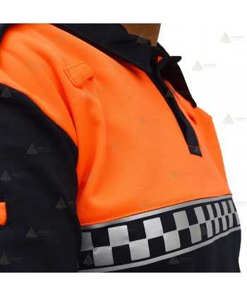Polo térmico de manga larga con damero reflectante para Protección Civil