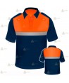Polo bicolor de manga corta con cinta reflectante color plata para Protección Civil