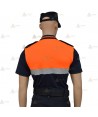 Polo bicolor de manga corta con cinta reflectante segmentada color plata para Protección Civil