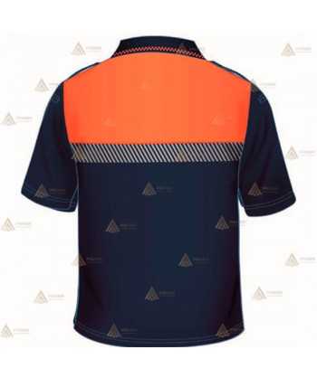 Polo bicolor de manga corta con cinta reflectante segmentada color plata para Protección Civil