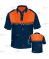 Polo de manga corta con cinta damero reflectante color naranja para Protección Civil