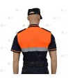 Polo bicolor de manga corta con cinta reflectante segmentada color plata para Protección Civil