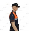 Polo bicolor de manga corta con cinta reflectante segmentada color plata para Protección Civil