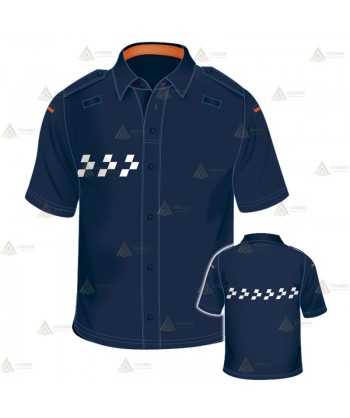 Polo monocolor de manga corta con cinta damero para Protección Civil