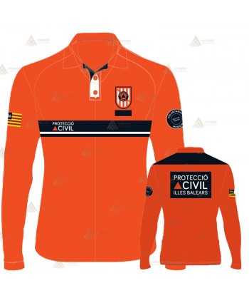 Polo bicolor de manga larga para Protección Civil de Baleares
