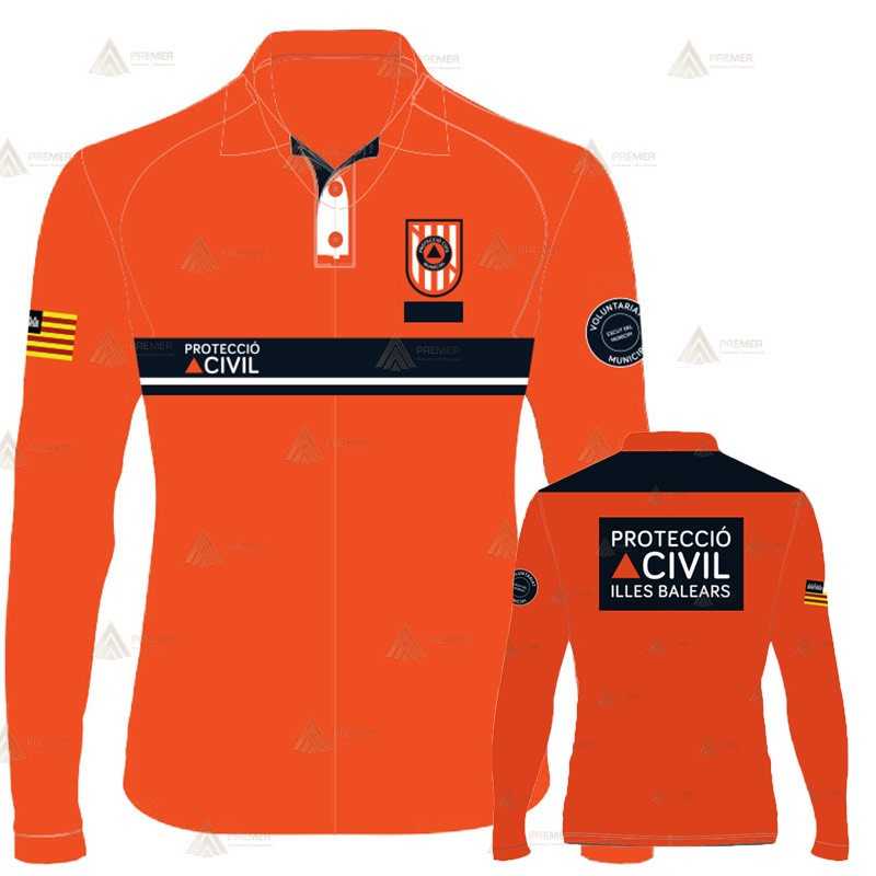 Polo bicolor de manga larga para Protección Civil de Baleares