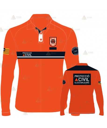Polo bicolor de manga larga para Protección Civil de Baleares