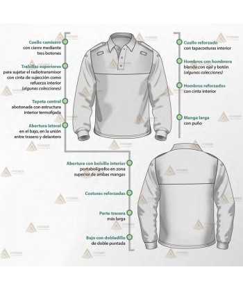 Polo térmico de manga larga con cinta reflectante segmentada para Protección Civil