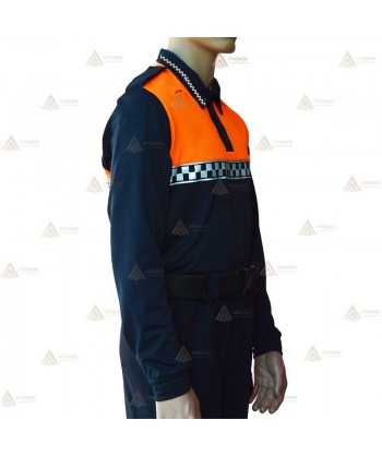 Polo térmico de manga larga con cinta damero reflectante para Protección Civil