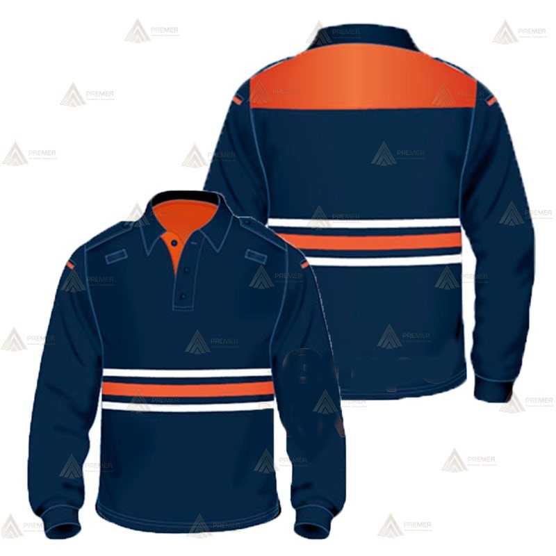 Polo bicolor de manga larga con cintas reflectantes para Protección Civil
