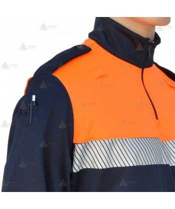 Polo térmico de cuello cisne con cinta reflectante segmentada para Protección Civil