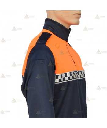 Polo térmico de cuello cisne con cinta damero para Protección Civil