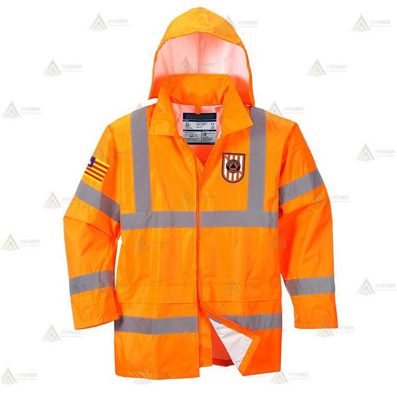 Chubasquero monocolor alta visibilidad para Protección Civil