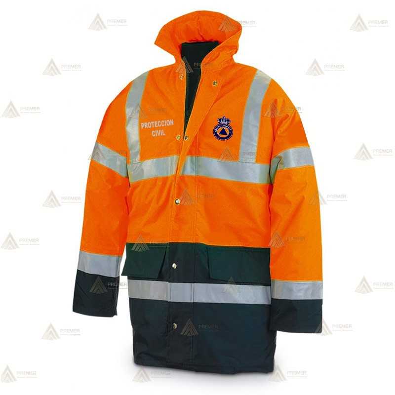 Parka acolchada de alta visibilidad para Protección Civil